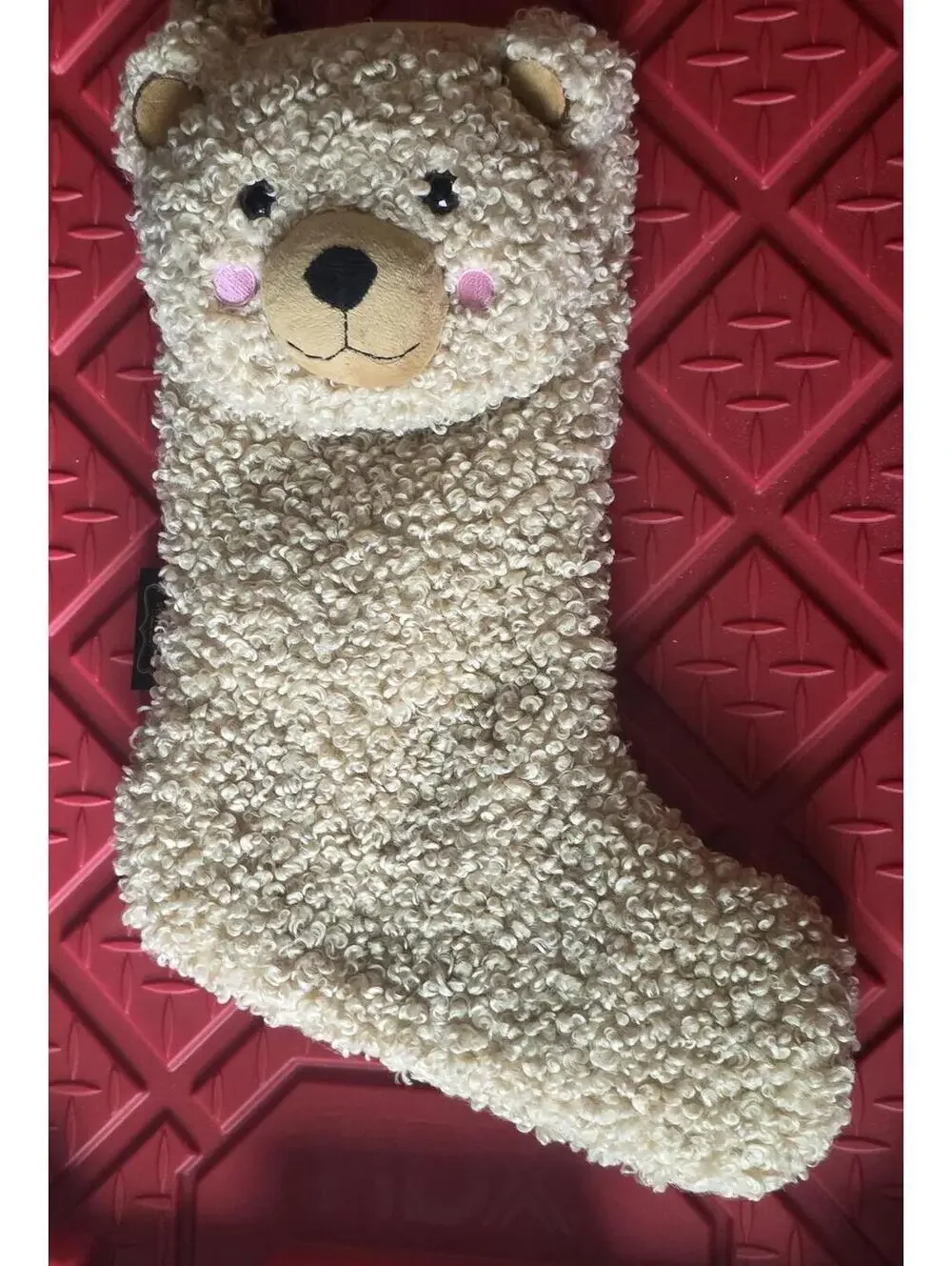 Set of 2 brown FAO Schwarz Teddy Bear Christmas Stocking Plush